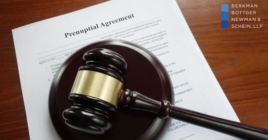 Prenuptial Agreement with gavel on top