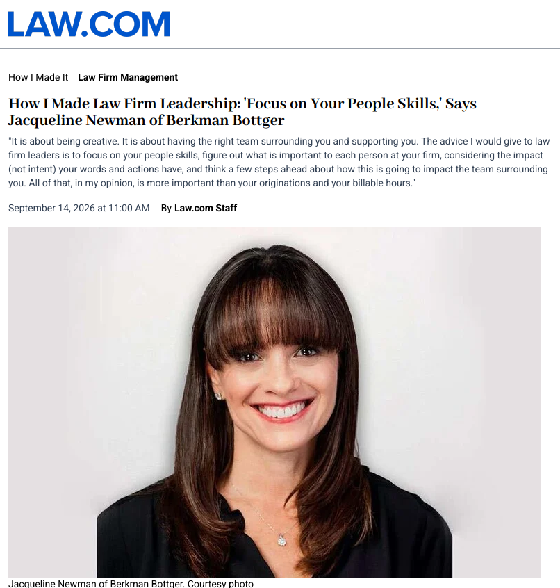 Read Jacqueline Newman's featured Law.com article